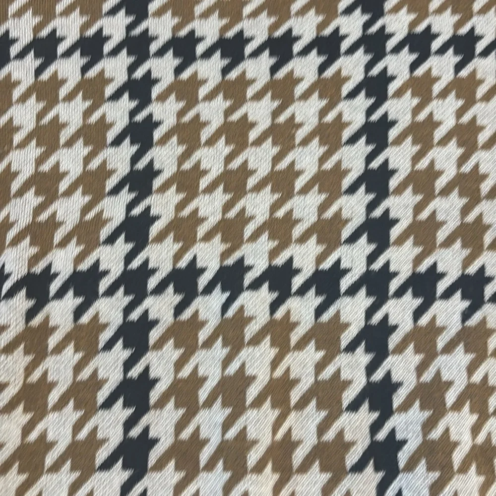 WHO WHAT WEAR Houndstooth Sweater Black Ochre Brown Modern Retro Crewneck XL - Picture 2 of 5